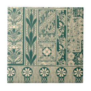 Azulejo De Cerâmica Padrão de Arte Botânica Decorativa Nouveau