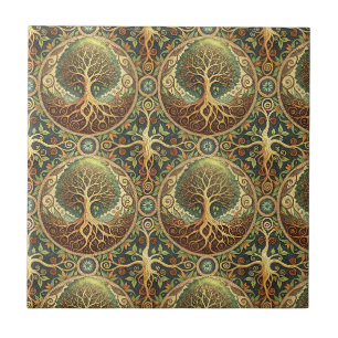 Azulejo De Cerâmica Padrão de Arte de Design Espiritual Mandala da Árv