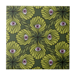 Azulejo De Cerâmica Padrão de Arte de Fantasia Verde, Primavera de Fáb