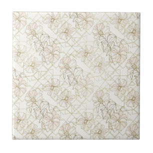 Azulejo De Cerâmica Padrão de Arte de Linha Botânica Minimalista (2)