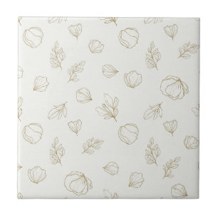 Azulejo De Cerâmica Padrão de Arte de Linha Botânica Minimalista (3)