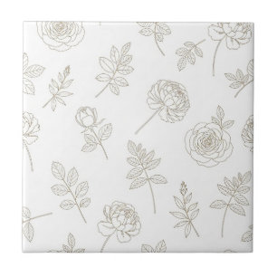 Azulejo De Cerâmica Padrão de Arte de Linha Botânica Minimalista (8)