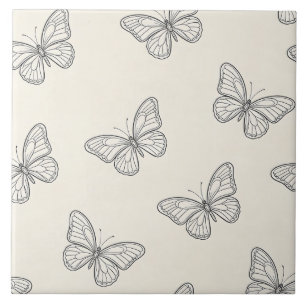 Azulejo De Cerâmica Padrão de Arte de Linha de Borboleta