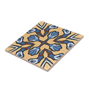 Azulejo De Cerâmica Padrão de Arte Marrom Cinza Amarelo-Amarelo