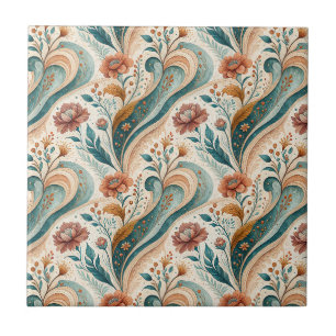 Azulejo De Cerâmica Padrão de Arte Mural Floral Art Nouveau Vintage