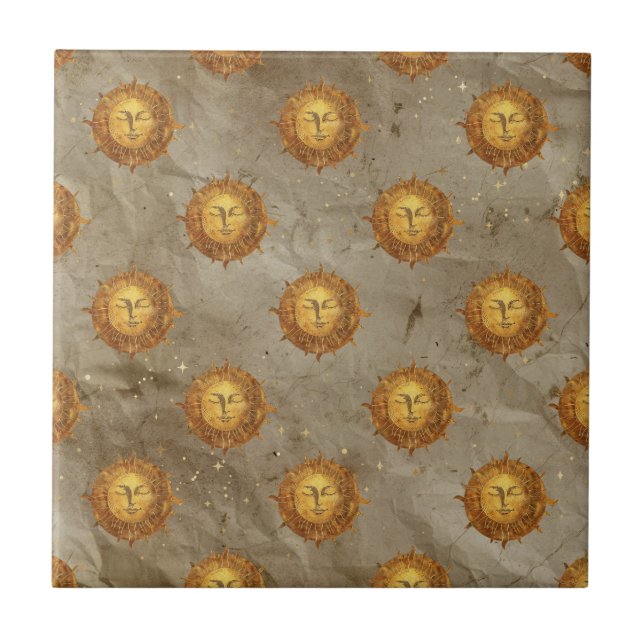 Azulejo De Cerâmica Padrão de Astronomia Solar Celestial Vintage (Frente)