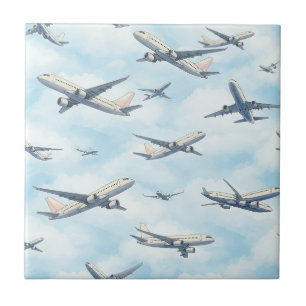 Azulejo De Cerâmica Padrão de Avião Sonhador no Céu (2)