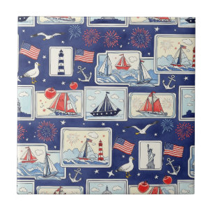 Azulejo De Cerâmica Padrão de Azulejo de Corte de Papel Patriótico em 