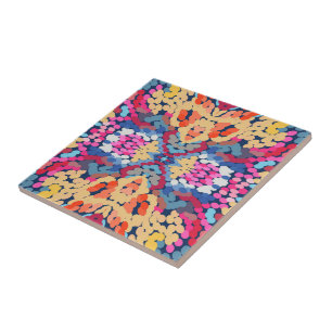 Azulejo De Cerâmica Padrão de Azulejo de Flores Listradas de Plumeria