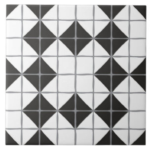 Azulejo De Cerâmica Padrão de Azulejo Geométrico Maximalista (Preto 