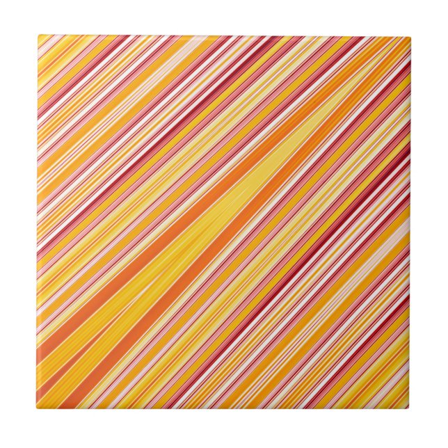 Azulejo De Cerâmica Padrão de bandas laranja (Frente)