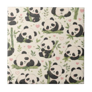Azulejo De Cerâmica Padrão de Bebê Panda Fofo