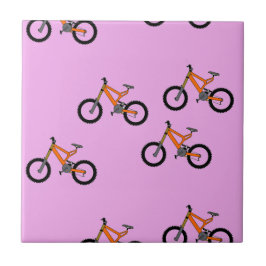 Azulejo De Cerâmica Padrão de bicicletas a rosa