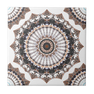 Azulejo De Cerâmica Padrão de Black and Tan Mandala