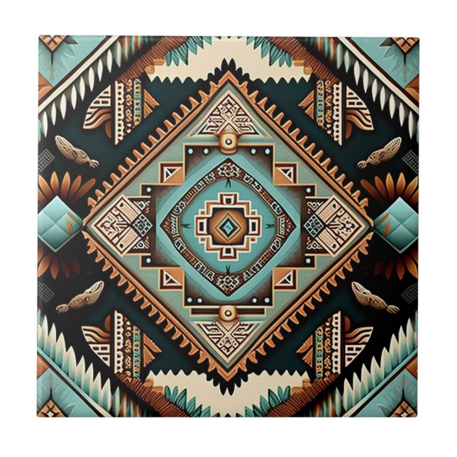 Azulejo De Cerâmica Padrão de Boho Ocidental (Frente)