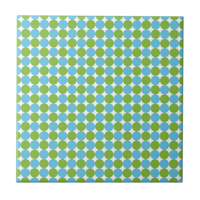 Azulejo De Cerâmica Padrão de bolinhas azul e verde (Frente)
