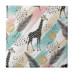 Azulejo De Cerâmica Padrão de Bolinhas de Girafa Whimsical - Pastel