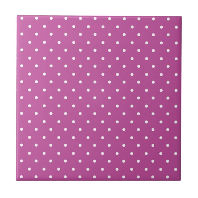 Azulejo De Cerâmica padrão de bolinhas magenta sem emenda em fundo (Frente)