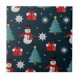 Azulejo De Cerâmica Padrão de Bonecos de Neve Festivos Árvores de Nata