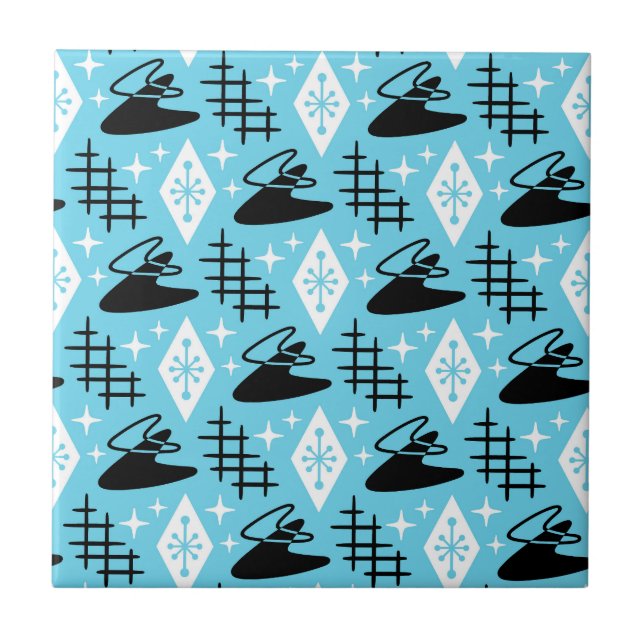 Azulejo De Cerâmica Padrão de Boomerang Moderno do meio século (Frente)