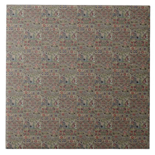 Azulejo De Cerâmica Padrão de bordado britânico antigo azul rosa