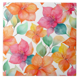 Azulejo De Cerâmica Padrão de bougainvillea tropical sem soldadura