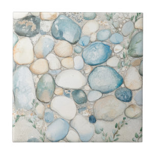 Azulejo De Cerâmica Padrão de Brisa Oceânica em Aquarela