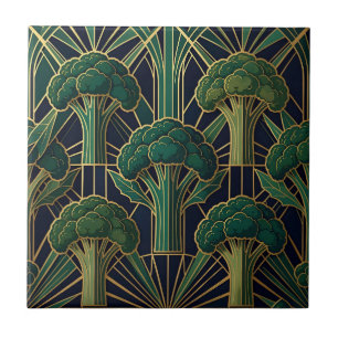 Azulejo De Cerâmica Padrão de Brócolis Art Déco