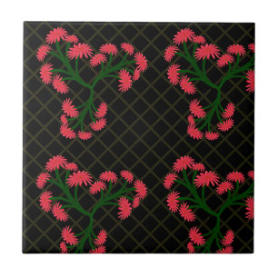 Azulejo De Cerâmica Padrão de buquê floral de Gerbera Daisy rosa