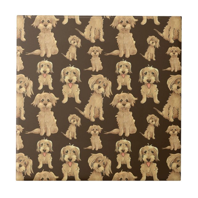 Azulejo De Cerâmica Padrão de Cachorro Marrom labradoodle goldendoodle (Frente)