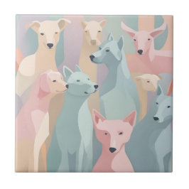 Azulejo De Cerâmica Padrão de Cachorro Pastel Cores Ilustração Minimal