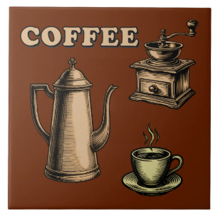 Azulejo De Cerâmica Padrão de Café Retro