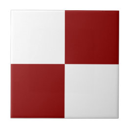 Azulejo De Cerâmica Padrão de Caixa Quadrada Branco Clássico e Vermelh