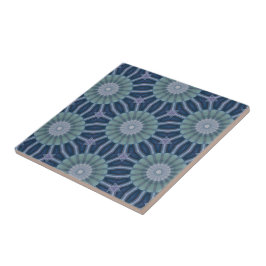 Azulejo De Cerâmica Padrão de Caleidoscópio Geométrico Azul-Marinho e 