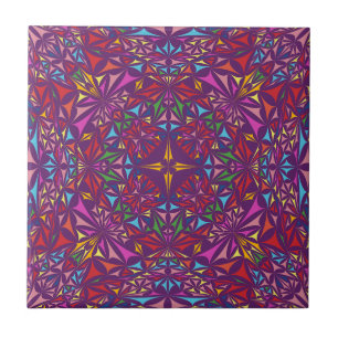 Azulejo De Cerâmica Padrão de Caleidoscópio Ornado Roxo