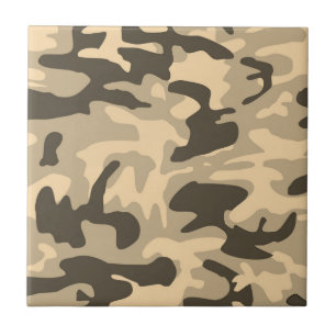 Azulejo De Cerâmica Padrão de Camouflage do Desert Beige Camo
