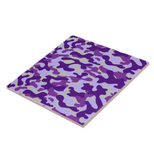 Azulejo De Cerâmica Padrão de Camuflagem Roxo e Lavanda 