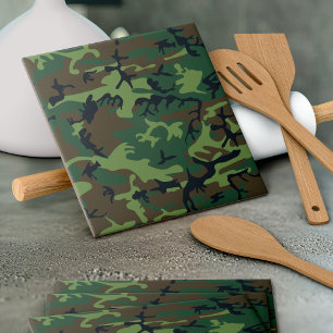 Azulejo De Cerâmica Padrão de Camuflagem Verde, Padrão Militar, Exérci