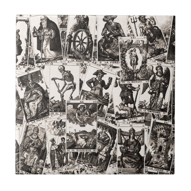 Azulejo De Cerâmica Padrão de cartões de tarô (Frente)