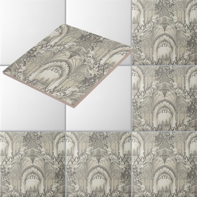 Azulejo De Cerâmica Padrão de Castelo Gótico Vintage (Criador carregado)