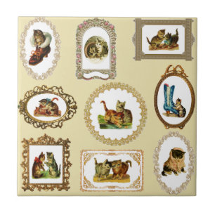 Azulejo De Cerâmica Padrão de Cats Frames do Quirky Vintage