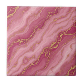 Azulejo De Cerâmica Padrão de Cerâmica de Mármore Rosa e Dourado de Lu