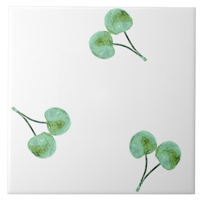 Azulejo De Cerâmica Padrão de Cereja Verde (Frente)