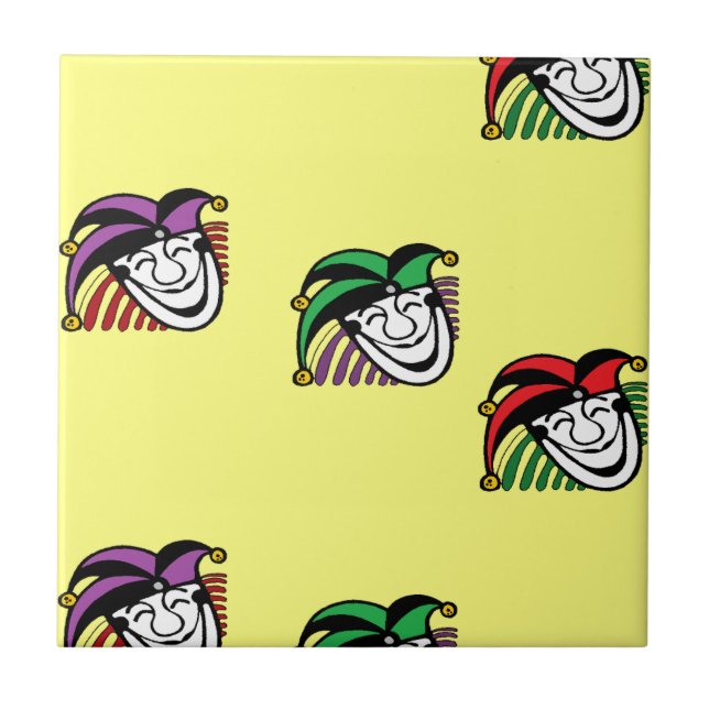 Azulejo De Cerâmica Padrão de chapéus coloridos de brincadeira amarelo (Frente)