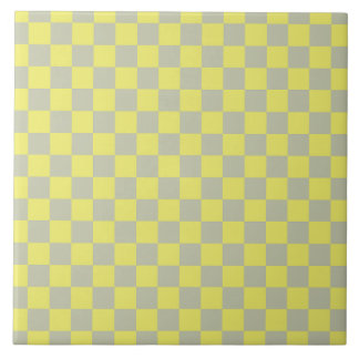 Azulejo De Cerâmica Padrão de Checkboard Verificado amarelo + Cinza