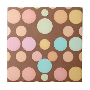 Azulejo De Cerâmica Padrão de Chocolate com Pontos Polka Pastel