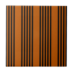 Azulejo De Cerâmica Padrão de cinco faixas de laranja preto e queimado