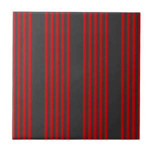 Azulejo De Cerâmica Padrão de cinco faixas de vermelho e carvão