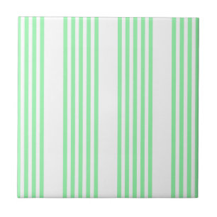 Azulejo De Cerâmica Padrão de cinco faixas verde e branco
