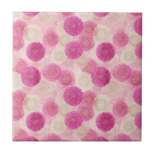 Azulejo De Cerâmica Padrão de Círculo de Renda Floral Abstrata Rosa